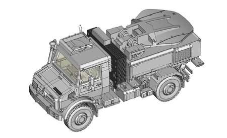 Unimog 5023 mit SATCOM Anlage, BW-Ausführung